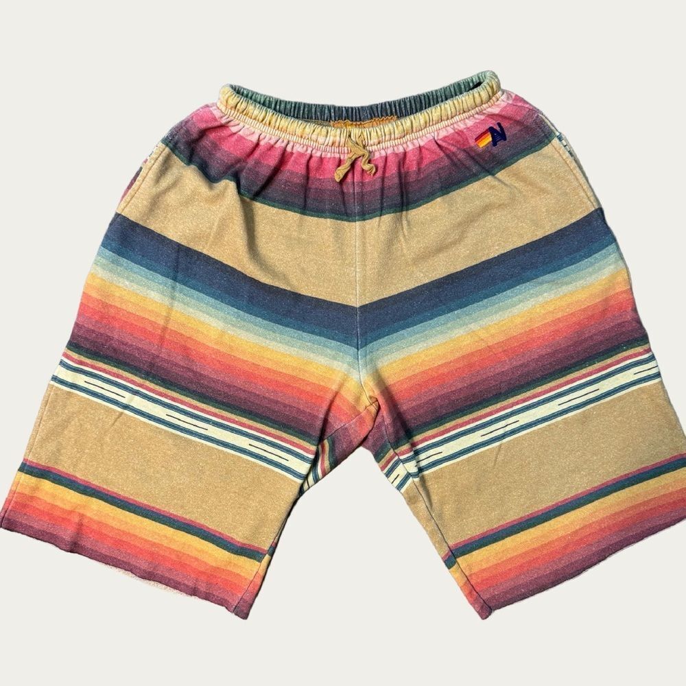 Aviator Nation Serape Multicolor Striped Shorts 🩳 Pockets! Drawstring Soft